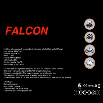 FALCON 12M Cable Pool Robot 150W 20M³/h 68M² Residential Pool
